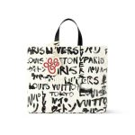 Stylish designer tote bag with artistic print and logo