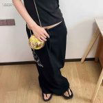 Chic Mini Beaded Round Crossbody Bag with Chain Strap - Image 4