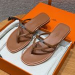Hermès Style Premium Leather Flip Flop Sandals – Luxury Comfort Slippers for Men
