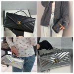 Luxury Chevron Flap Mini Top-Handle Clutch Bag – Classic CC Style Evening Handbag (Black / Silver / Gold) - Image 2