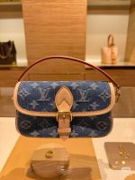 Premium Denim Monogram Shoulder Bag – Elegant Compact Handbag