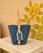 Premium Denim Monogram Shoulder Bag – Elegant Compact Handbag - Image 4