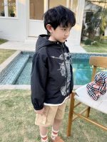 Premium Kids Black Graphic Hooded Jacket with Shorts Set - Image 2
