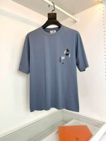 Premium Minimal Horse Embroidery Cotton T-Shirt – Steel Blue