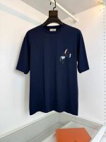 Premium Minimal Horse Embroidery Cotton T-Shirt – Steel Blue - Image 3