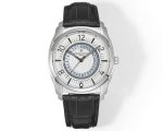 Luxury Leather Strap Analog Watch – Classic Silver Dial with Date Display - Image 3