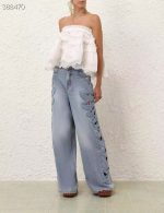 Boho Romance Strapless Lace Ruffle Top & Cutout Wide-Leg Denim Set - Image 5