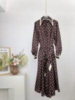 Vintage Chic Polka Dot Belted Shirt Midi Dress - Image 2