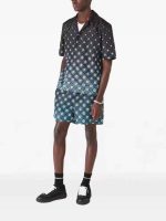 Men’s Printed Co-Ord Set – Black Gradient Geometric Shirt & Shorts
