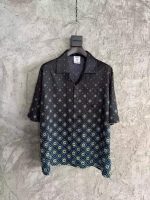 Men’s Printed Co-Ord Set – Black Gradient Geometric Shirt & Shorts - Image 2