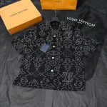Luxury Black Monogram Co-Ord Set for Men – Designer Printed Shirt & Shorts Outfit - Image 2