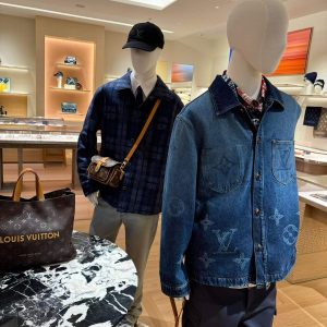 Men’s Premium Blue Denim Co-Ord Set – Monogram Printed Jacket & Straight Fit Jeans