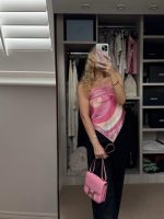 Pink Abstract Print Halter Maxi Dress for Women – Summer Vacation & Resort Wear - Image 23