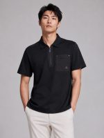 Men's Premium White/ Black Zip Polo T-Shirt – Casual Slim Fit Half Sleeve Tee - Image 5