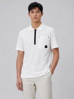 Men's Premium White/ Black Zip Polo T-Shirt – Casual Slim Fit Half Sleeve Tee
