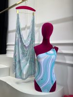 Luxury Women's One-Piece Swimsuit with Designer Silk Scarf - Image 52