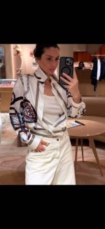Luxury Printed Silk Shirt & Skirt Co-Ord Set for Women - Image 3