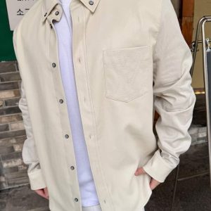 Premium Cream Button-Up Shirt for Men | Classic Long Sleeve Casual Shirt