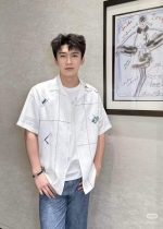 Men's White Printed Short Sleeve Shirt | Premium Casual Summer Button-Up Shirt - Image 2
